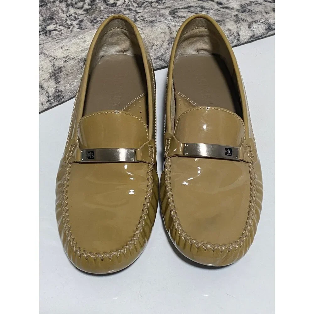 Lauren Ralph Lauren Patent Leather Loafer in Tan Size 8AA